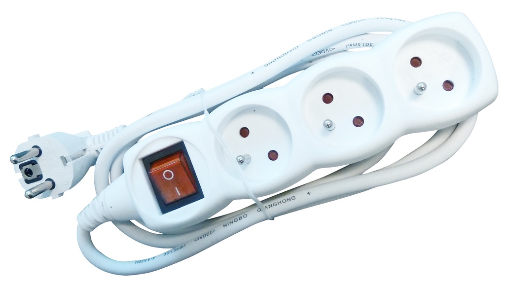 fiche au courant multiple 3 avec switch et câble 1,5m