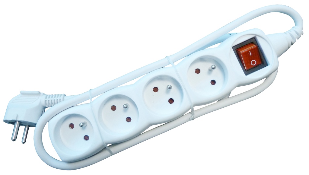 fiche au courant multiple 4 avec switch et câble 1,5m