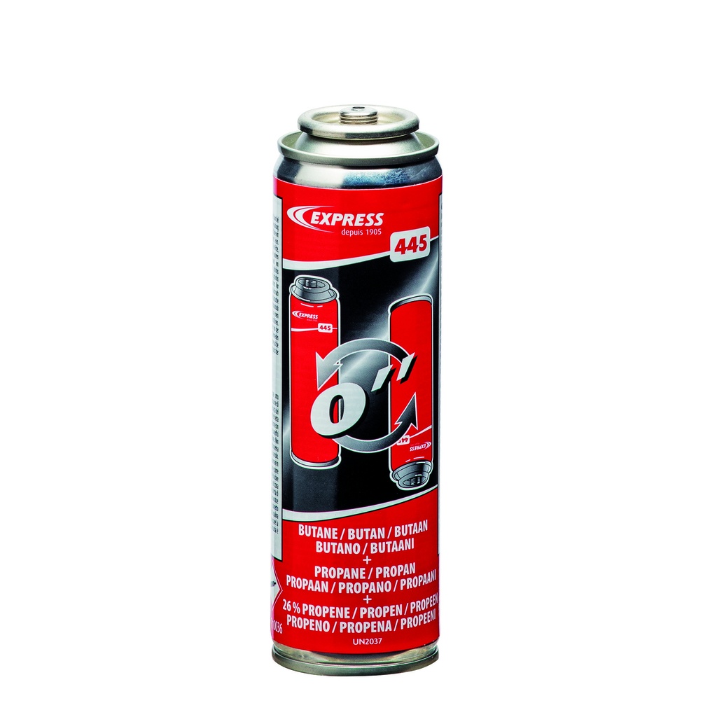 express 445 Cartouche gaz propène (26%) + butane + propane (60 g), à mousse pour retournement immédiat, pour réf - 364, 6364