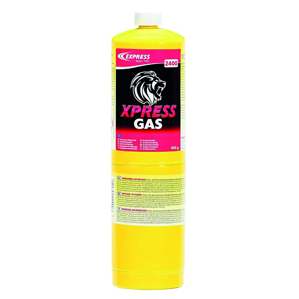 express 2400 Cartouche de gaz XPRESS GAS 400 g, 100% Propylène pour chalumeaux "Vulcane Express