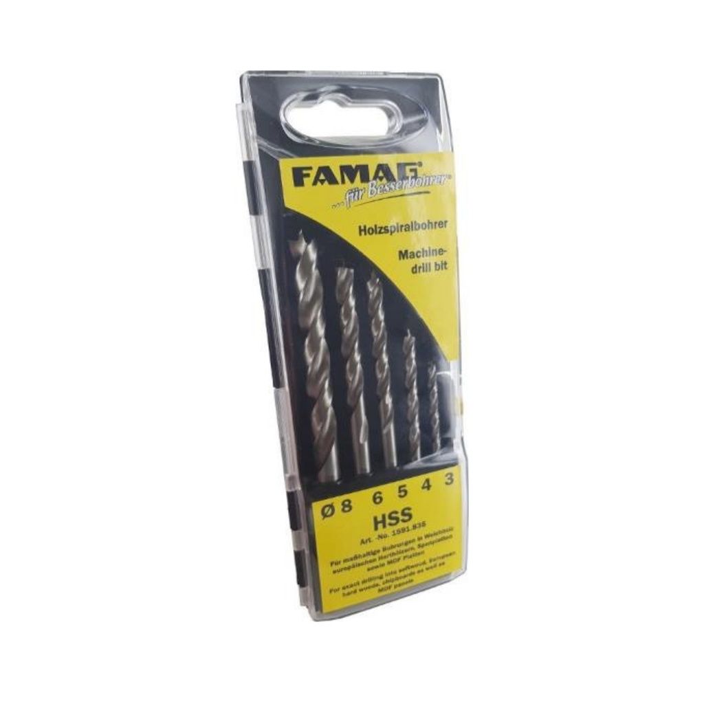 Famag Mèches à bois HSS set 5 pcs ø 3-8 mm (FA 1591835)