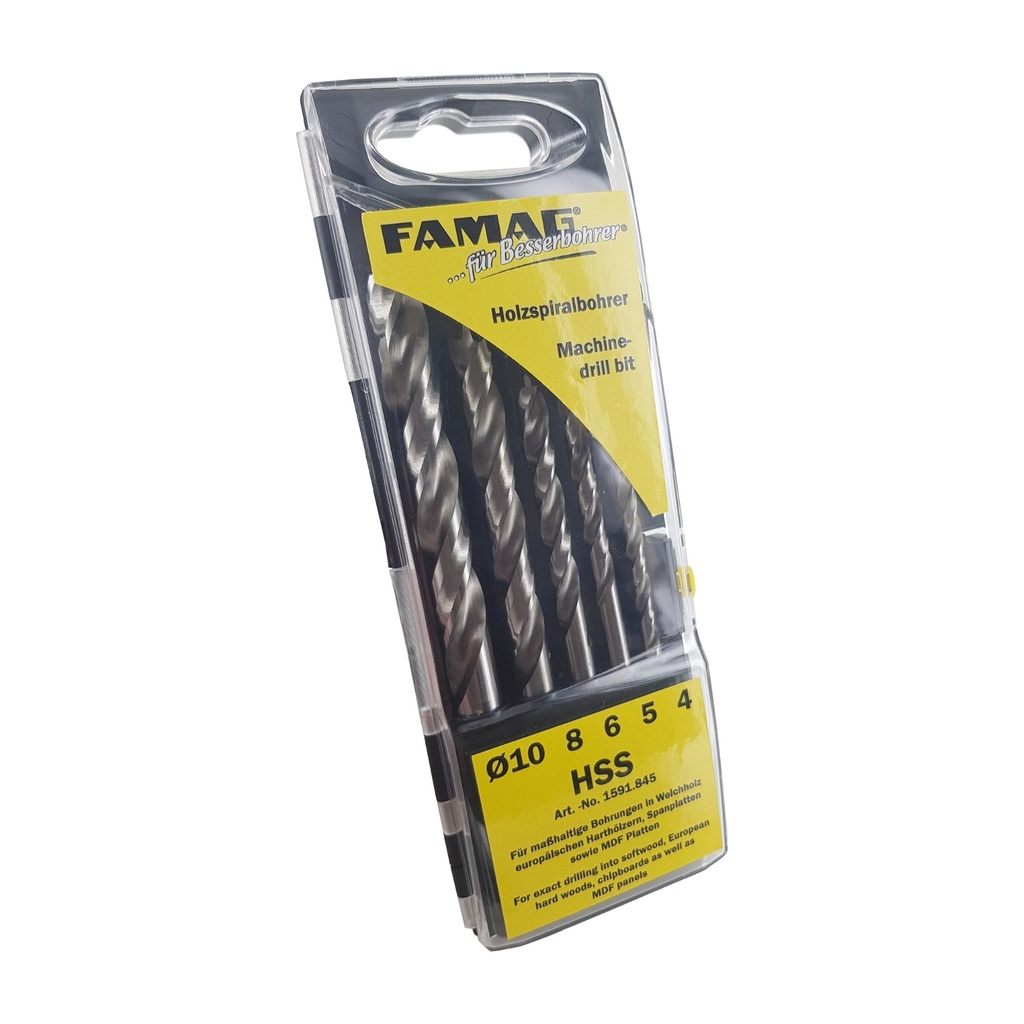 Famag Mèches à bois HSS set 5 pcs ø 4-10 mm (FA 1591845)