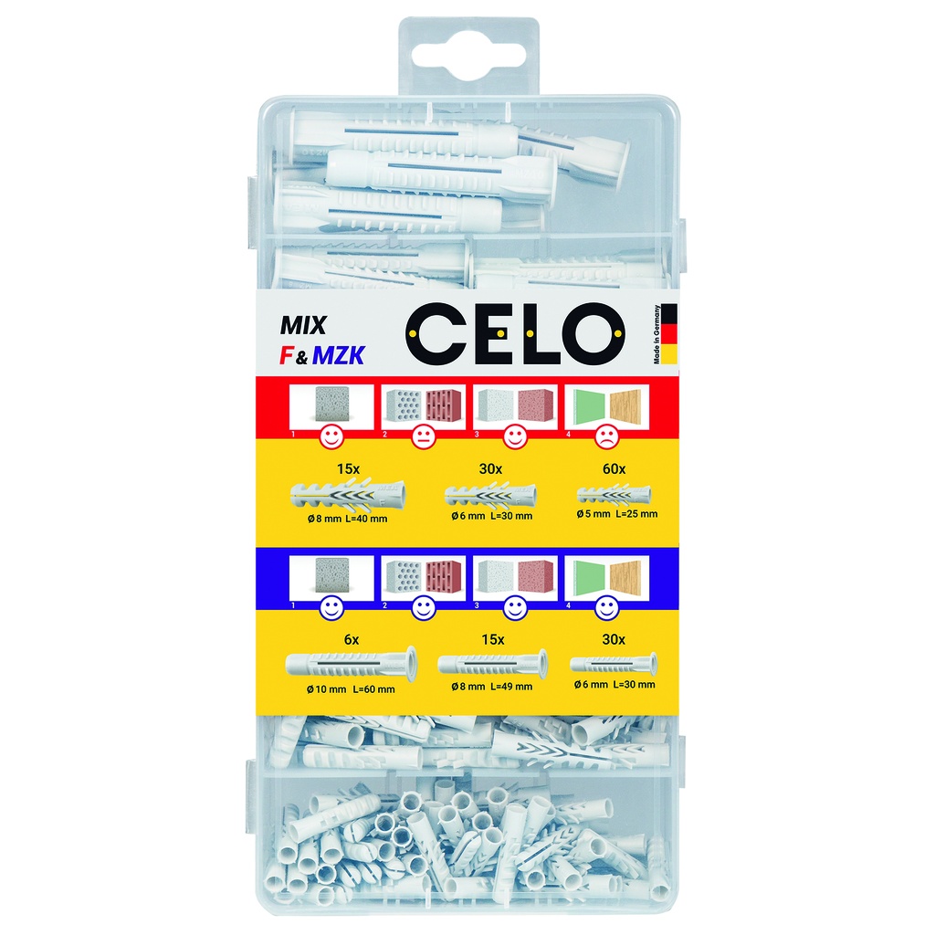 celo assortiment des chevilles MIX F und MZK, 156 dlg