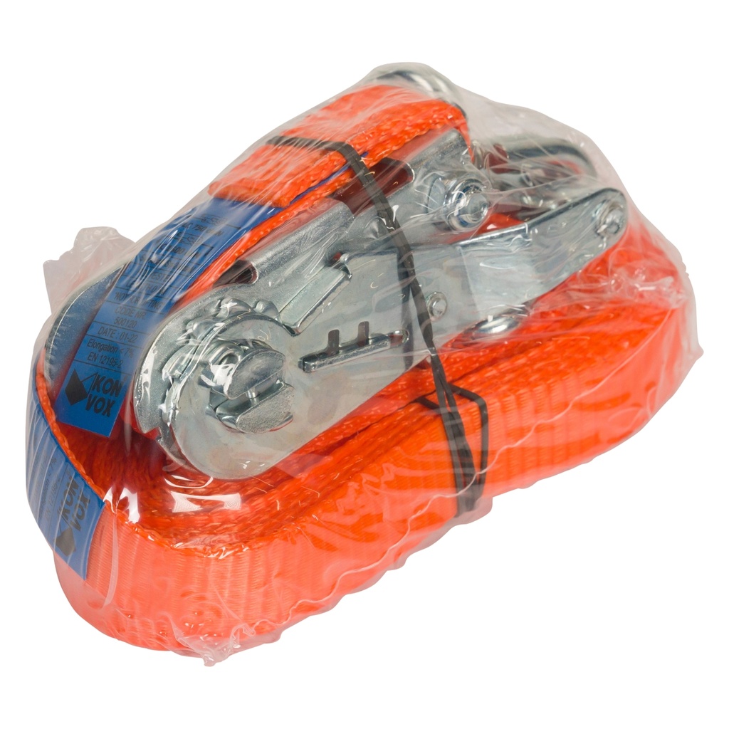konvox sangle d'arrimage 25mm cliquet 909 crochet 1002 5m lc750/1500 orange