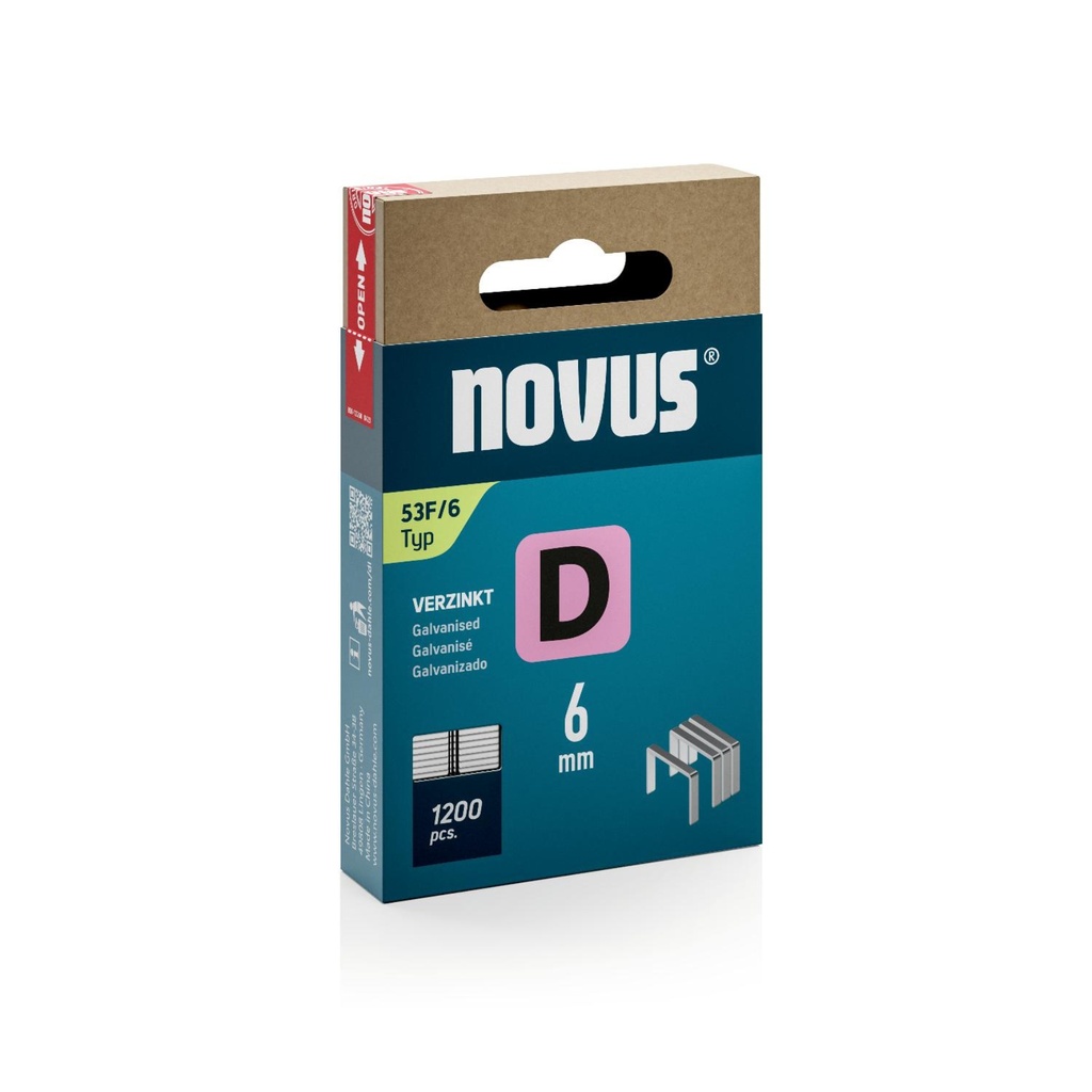 novus D agrafe fil plat 53f/6mm (1200)