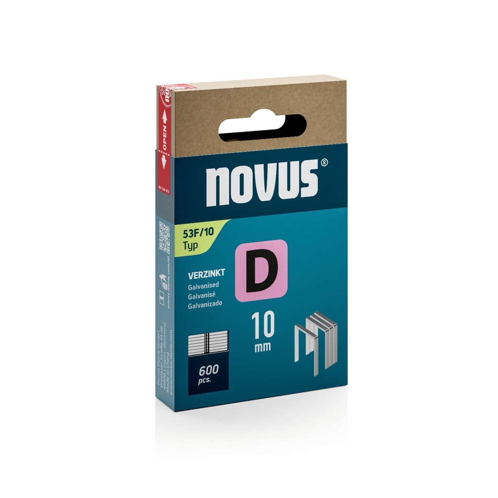 novus D agrafe fil plat 53f/10mm (600)