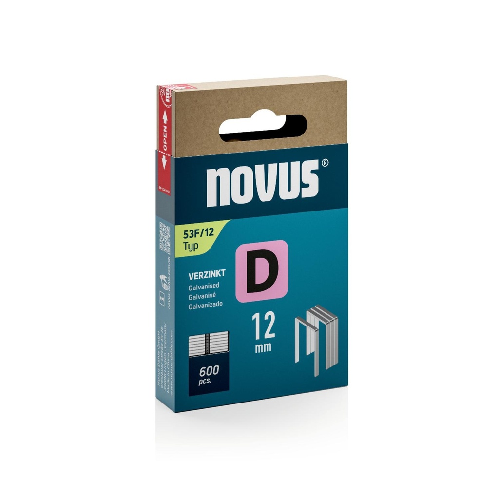 novus D agrafe fil plat 53f/12mm (600)