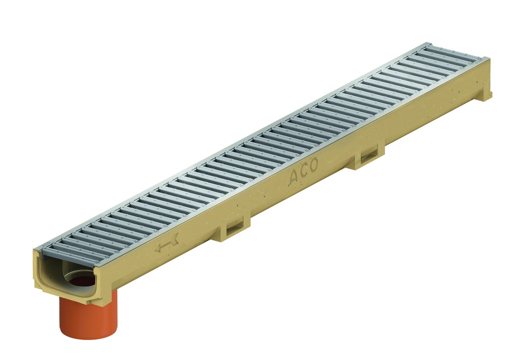 aco euroline 60 avec embout et grille zinguée 1m