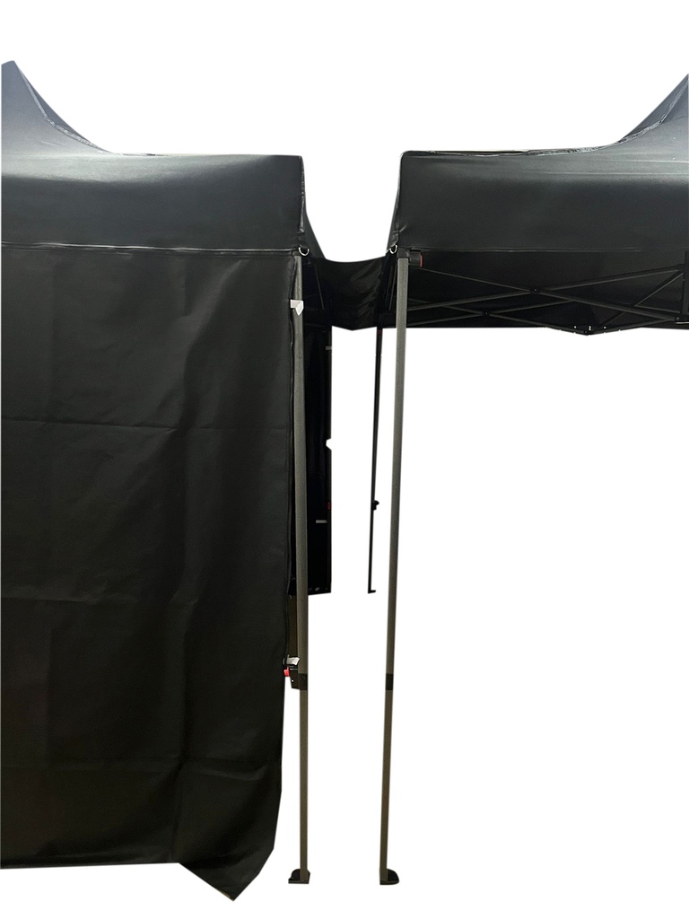 tente de chantier FlexT avec armature en acier, bâche noire 350gr, 3mx3m