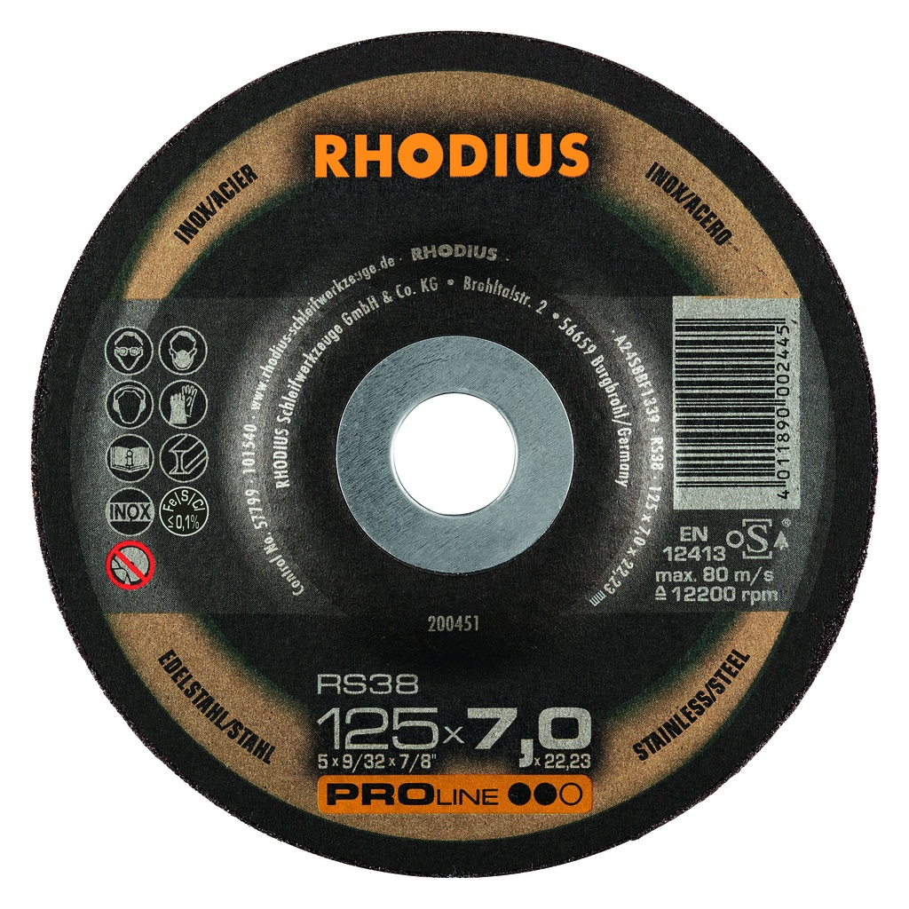 Disque à meuler inox RS38 125x7