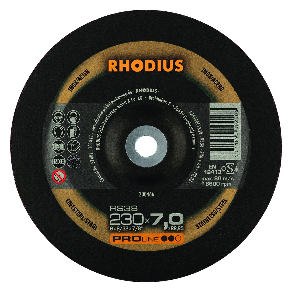 Disque à meuler inox RS38 230x7