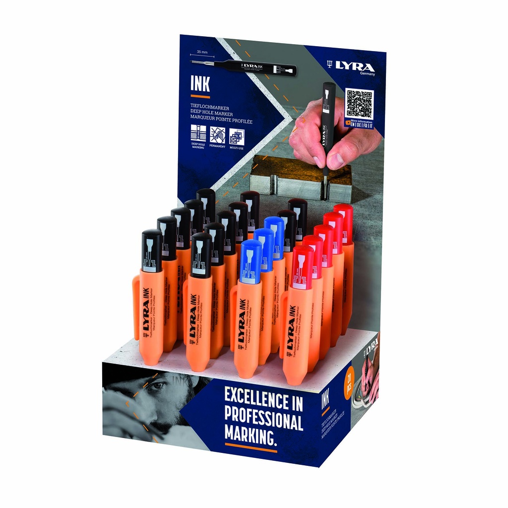 lyra Ink display (12 noir 5 rouge 3 bleu)