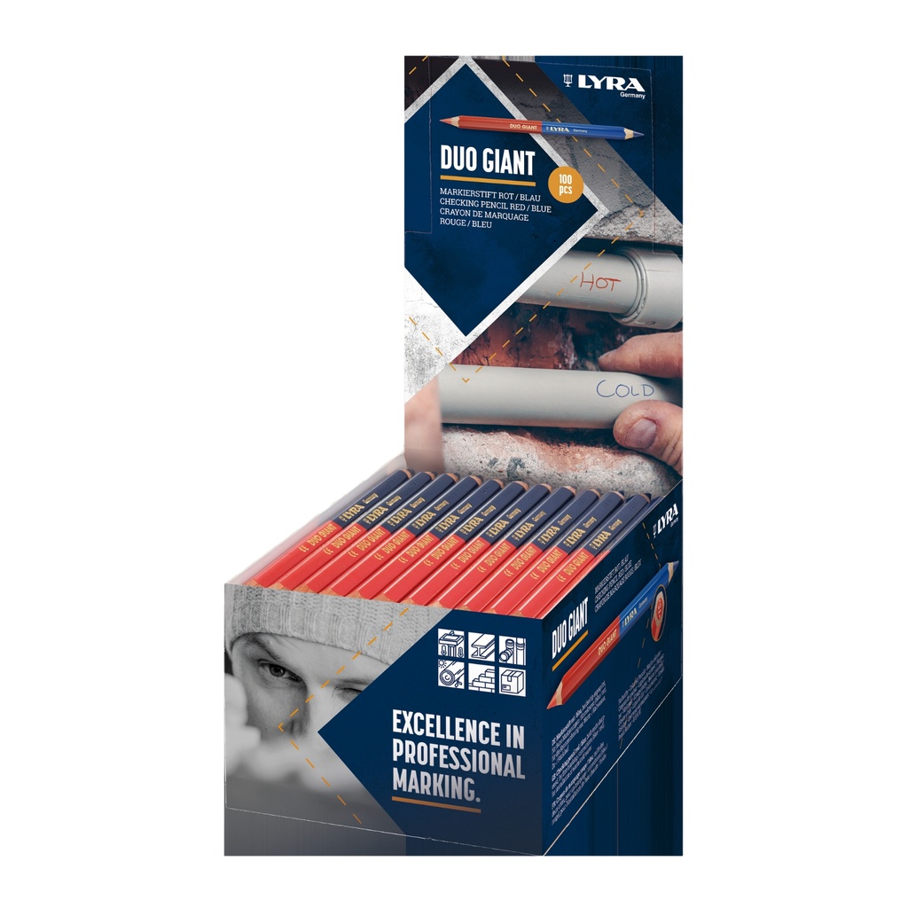 crayon rouge/bleu LYRA 18cm (100p)