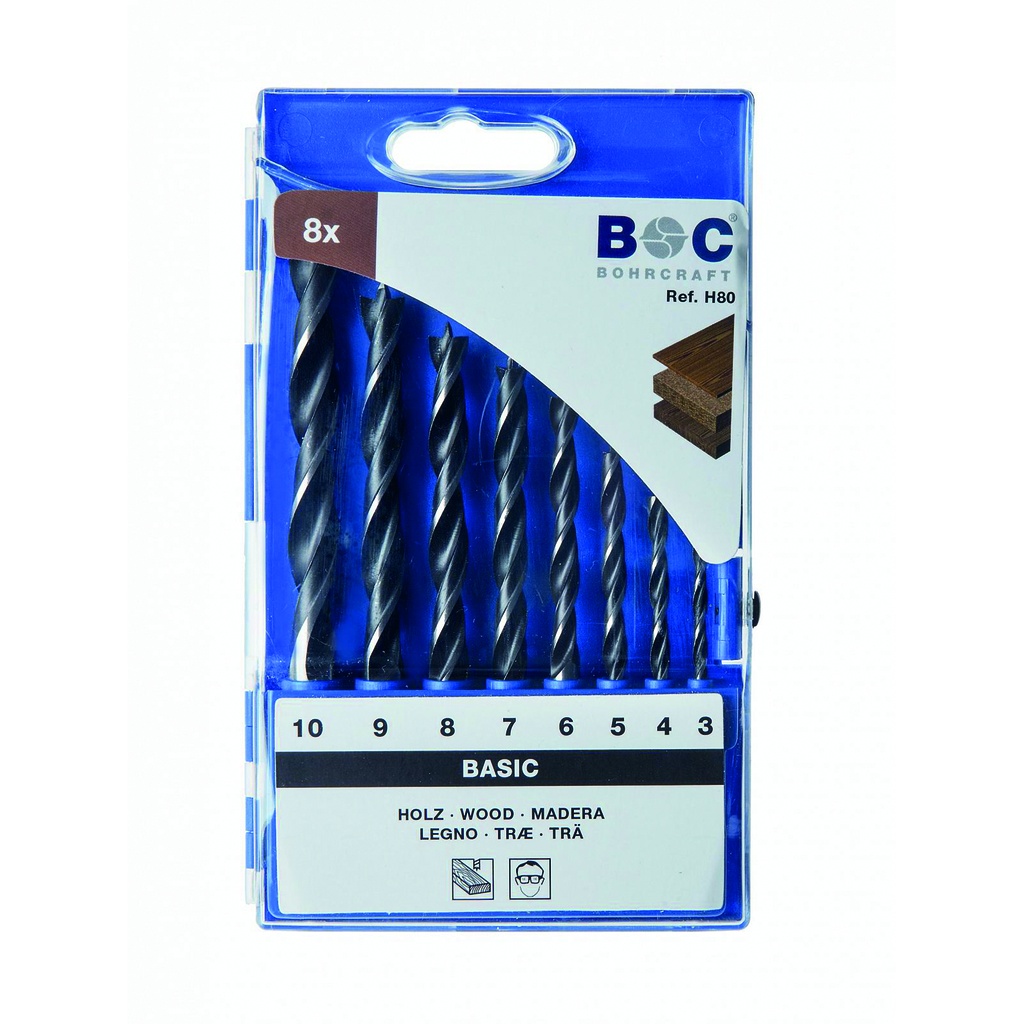 jeu mèches à bois 3,0-10,0mm ABS 8-pièces