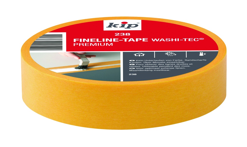 kip 238-24 fineline Washi-Tec geel 24mm/50m (18pcs)