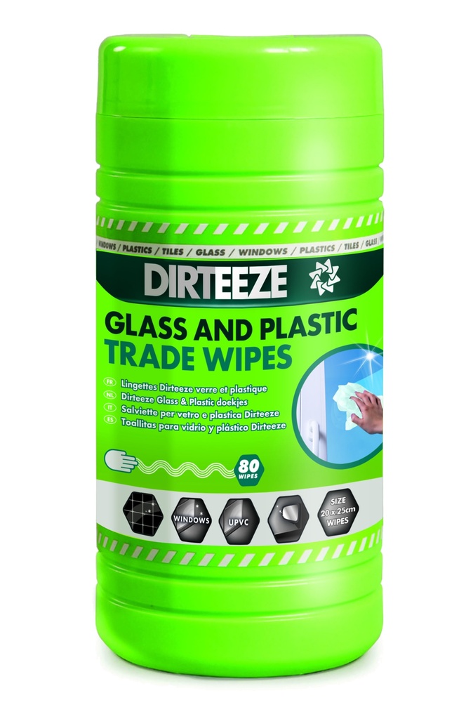 Dirteeze Glass & Plastic wipes (80pc)