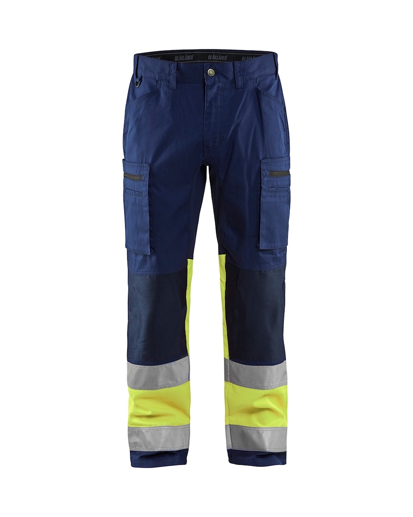 15511811 - Pantalon artisan haute-visibilité +stretch [Blaklader] (C146, 8933 - Marine/Jaune fluo)
