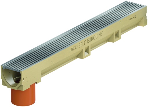[4090712] aco euroline 100 avec sortie à grille inox longitudinale 1m